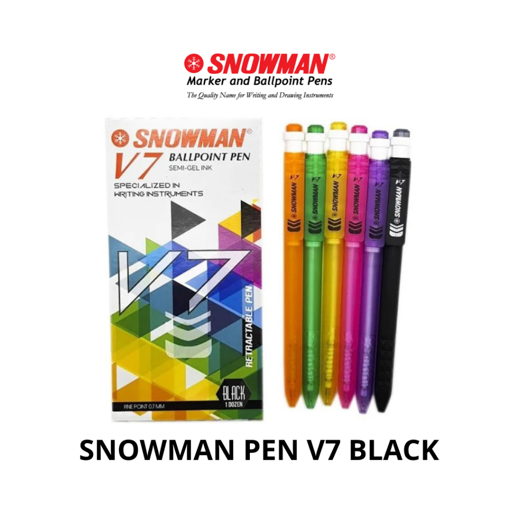

(1PAK ISI 12PCS)SNOWMAN BALLPOINT V-7 HITAM