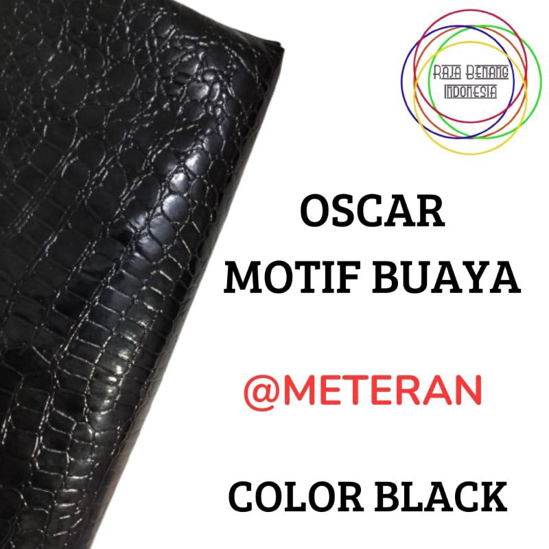 kulit sintetis motif buaya / kulit Oscar / warna hitam @meteran