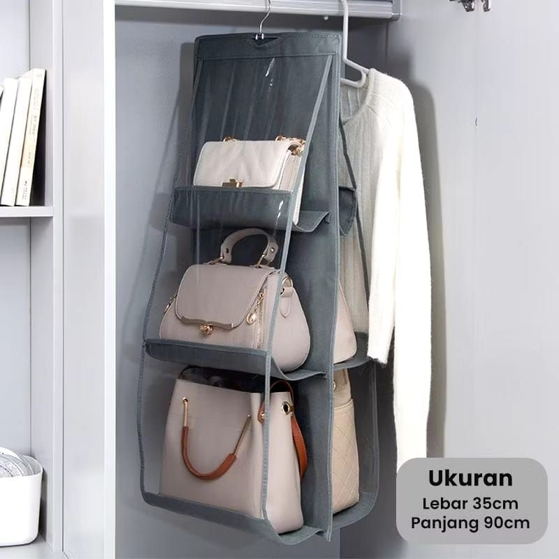 02 Rak Tas double Rak Tas Single Tempat Penyimpanan Tas Anti debu rak tas bertutup