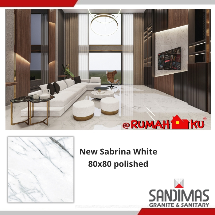 SANDIMAS LANTAI GRANIT NEW SABRINA WHITE 80x80 isi 3pcs = 1,92m² polished