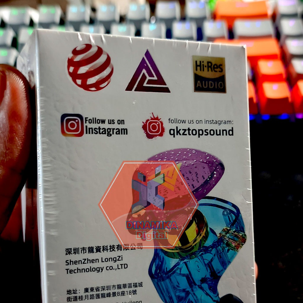 QKZ AK6 X HIFI IEM Gaming Earphone with Mic - In-Ear Monitor, 10mm Dynamic Driver, Hijau/Pink/Light Blue/Kuning