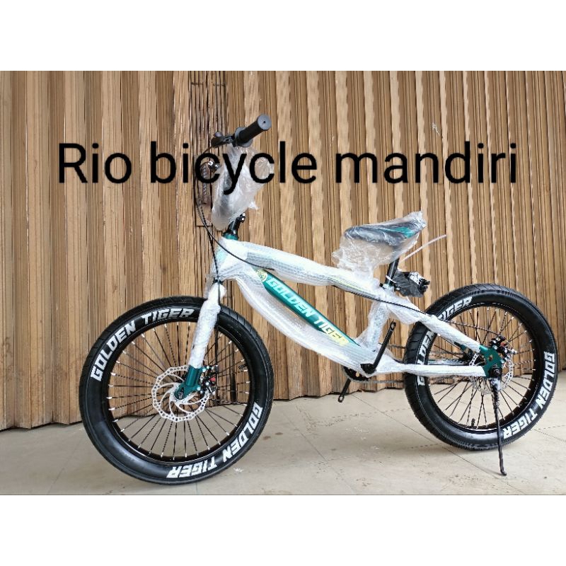 Sepeda bmx ring 20 ban besar mrek golden tiger (warna hijau tua)