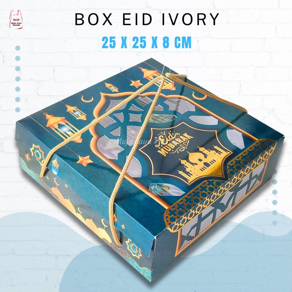

Box hampers lebaran jinjing Mika Tali 25x25x8 Tray puding mini 9 Box Idul Fitri Eid toples isi 4