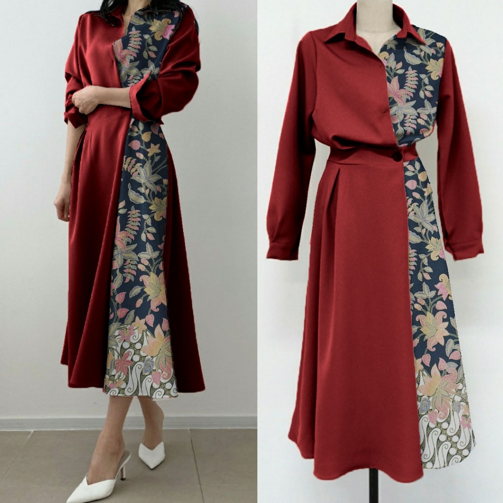 QUINNYSHOP-COD-DRES WANITA TERBARU-DRESS BATIK-DRESS NATAL