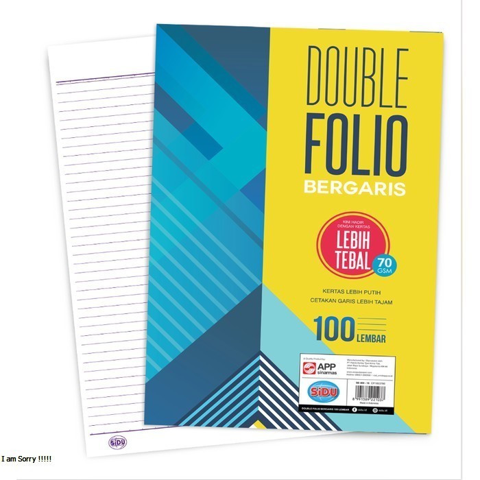 

SiDU Double Folio Bergaris Per 15 lembar SIDU RF 200 70 GSM