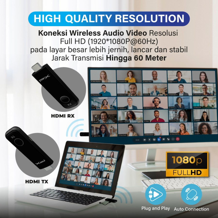 Wireless HDMI Sender Audio Video Transmitter Receiver Extender PX WTR-200S For Laptop, Pc, Set top B