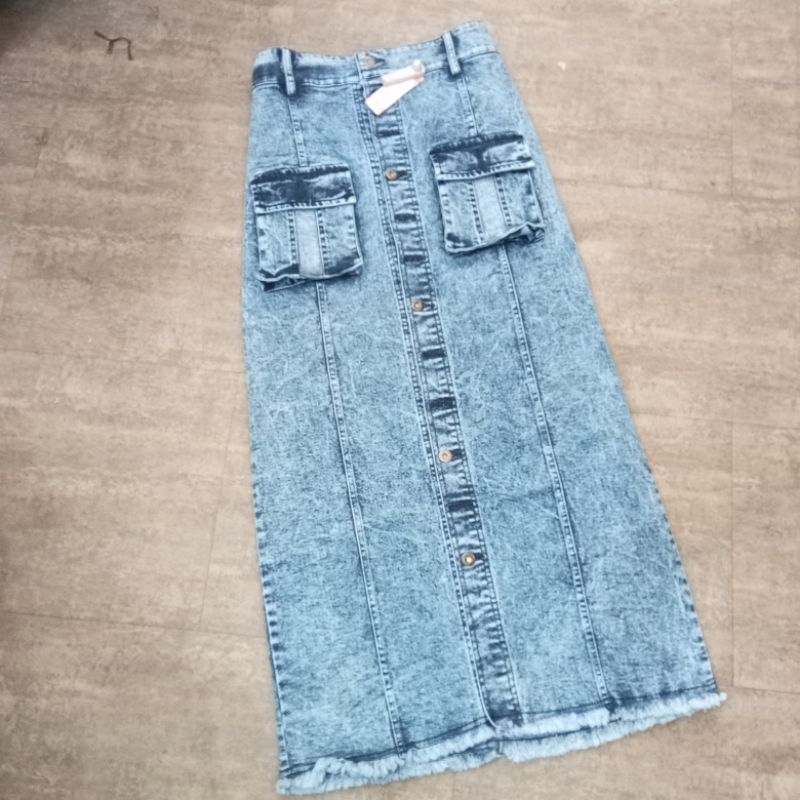 Rok Jeans Panjang/Rok Sania Cargo/Rok Jeans Rawis