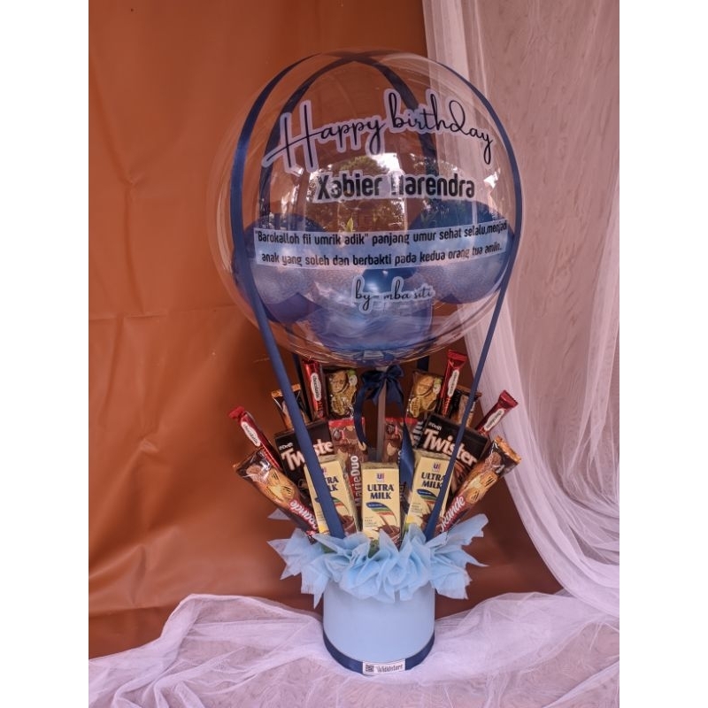 BUKET SNACK BALON / HAMPERS BALON SNACK