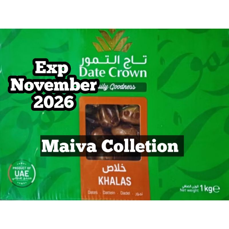 

Exp 2026 November, Kurma date crown khalas 1kg/date crown khalas KEMASAN BUKAAN ATAS