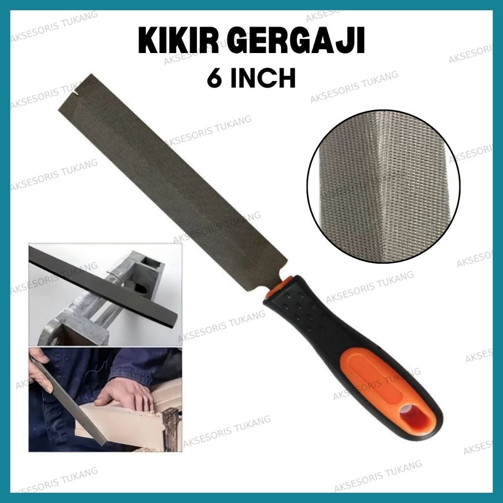Kikir Gergaji Flat Besar File 6 Inch Asah Gergaji Pengasah Besi Alat Tukang Kayu 6" Inci