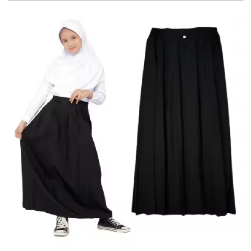 Rok Hitam Panjang Rempel Bawahan Seragam Sekolah SD/MI Anak Perempuan