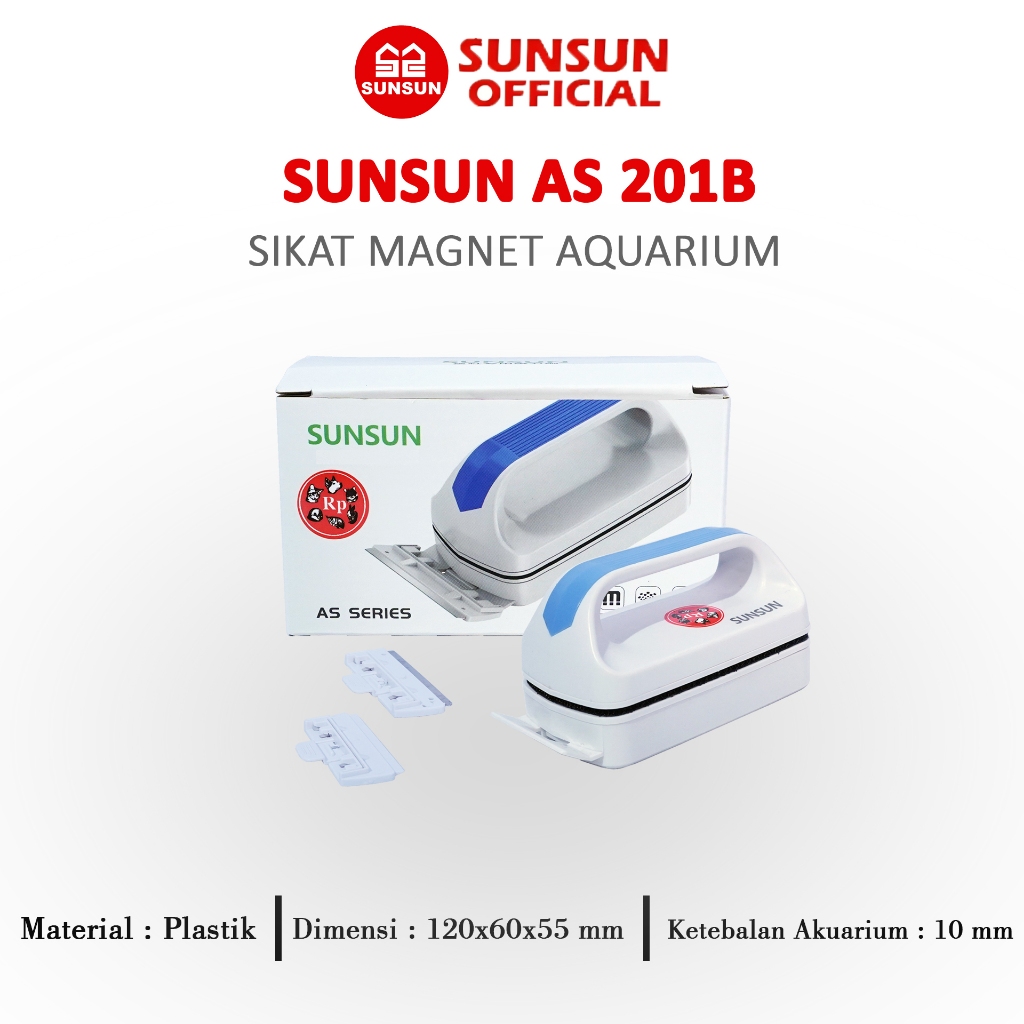 SUNSUN AS 201B / 202B / 203B SIKAT MAGNET PEMBERSIH KACA AQUARIUM