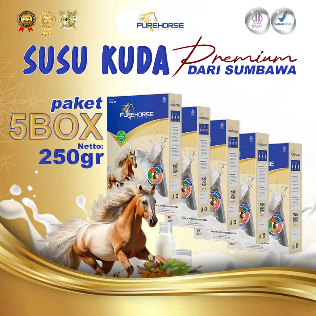 

Purehorse Susu Kuda Lombok Bubuk 250gr Paket 5 Box