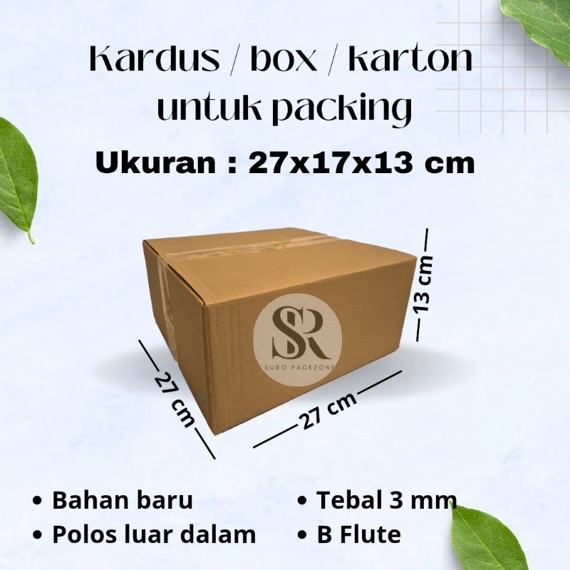 

Kardus Packing Ukuran 27x27x13 cm / Box Packing / Karton Packing Polos Baru dan Tebal