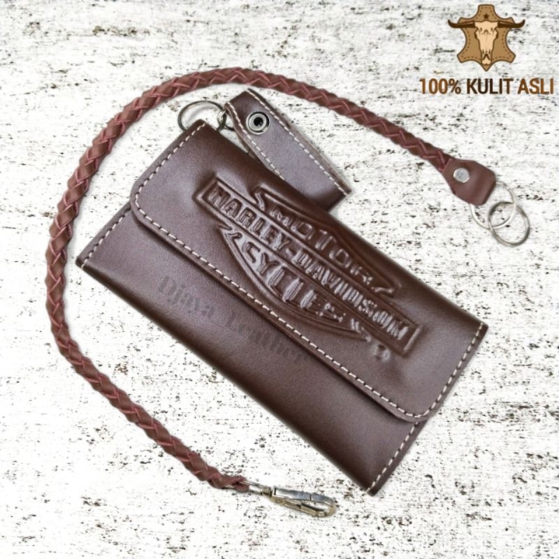 Dompet Cowok Keren Harley Davidson Original Kulit Asli Garut