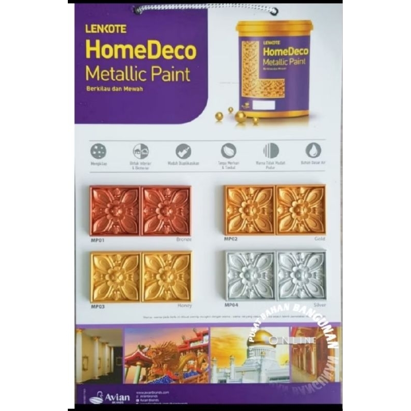 Lenkote HomeDeco metallic paint(KALENG KECIL),cat dekorasi metallic lenkote home decor,cat tembok di