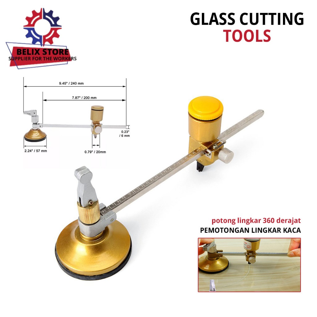 Pemotongan Kaca Bulat Lingkar 360 Derajat Glass Cutter Circle Alat Pemotong Kaca Lingkaran Type Komp