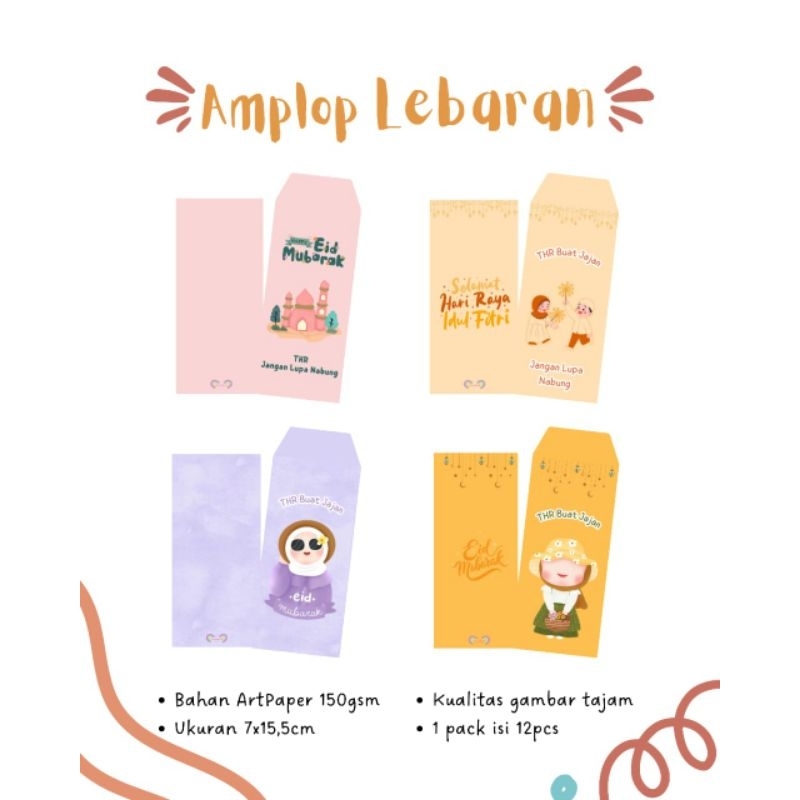 

Amplop lebaran lucu [12pcs] / amplop lebaran panjang / amplop idul fitri unik / angpau lucu