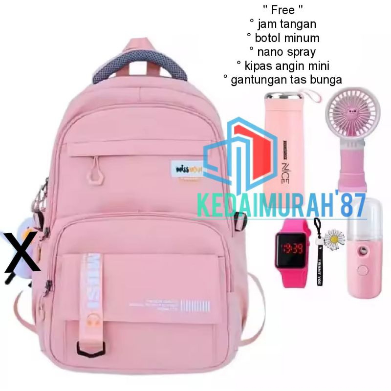 Tas ransel anak perempuan remaja sekolah SD SMP karakter music free jam tangan botol minum nano spra