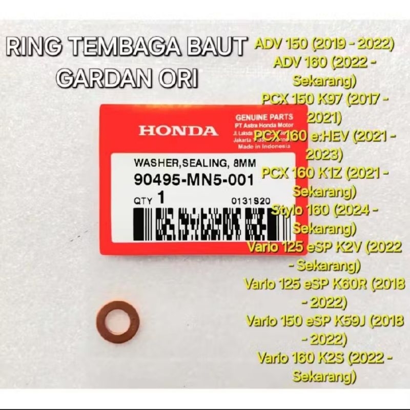 RING TEMBAGA BAUT GARDAN ADV PCX VARIO ORIGINAL 90495MN5001