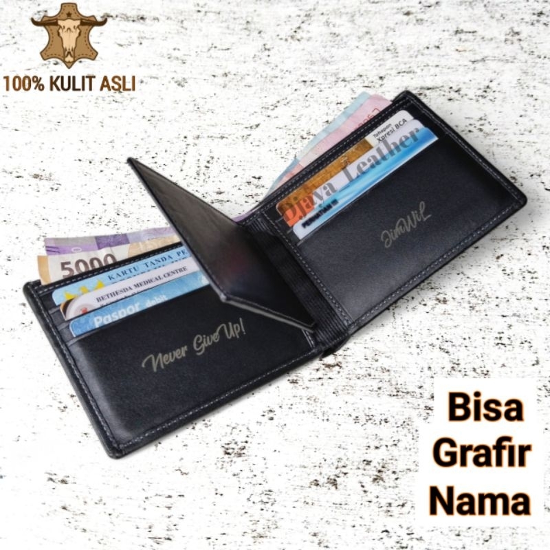 Dompet Lipat Pria Kulit Sapi Asli Dompet Cowok Kulit Asli Original