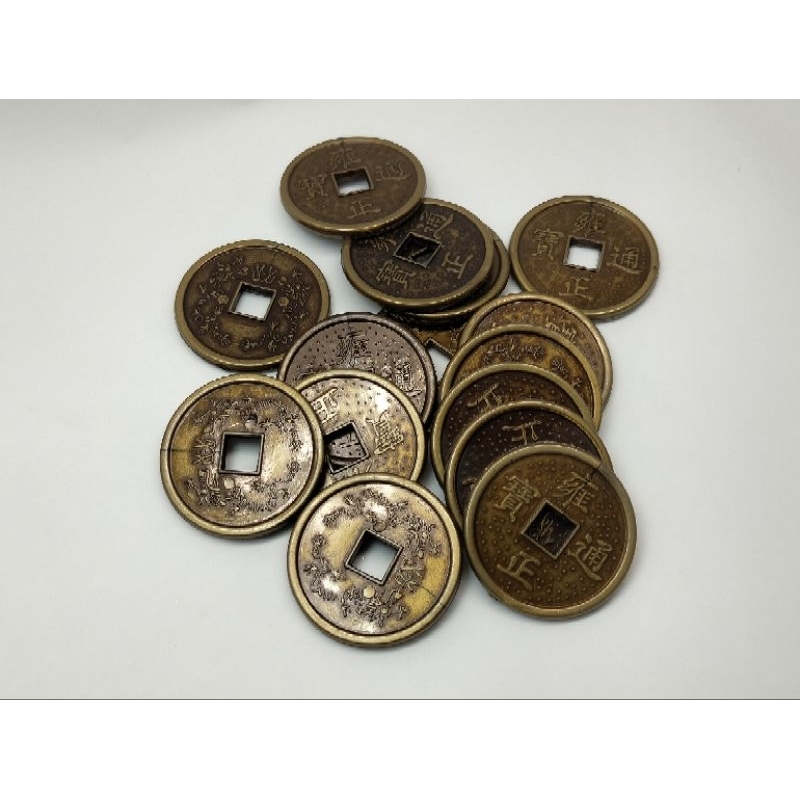 koin warna tembaga plastik lubang tengah / kancing koin / kancing Cina (Harga/lusin)