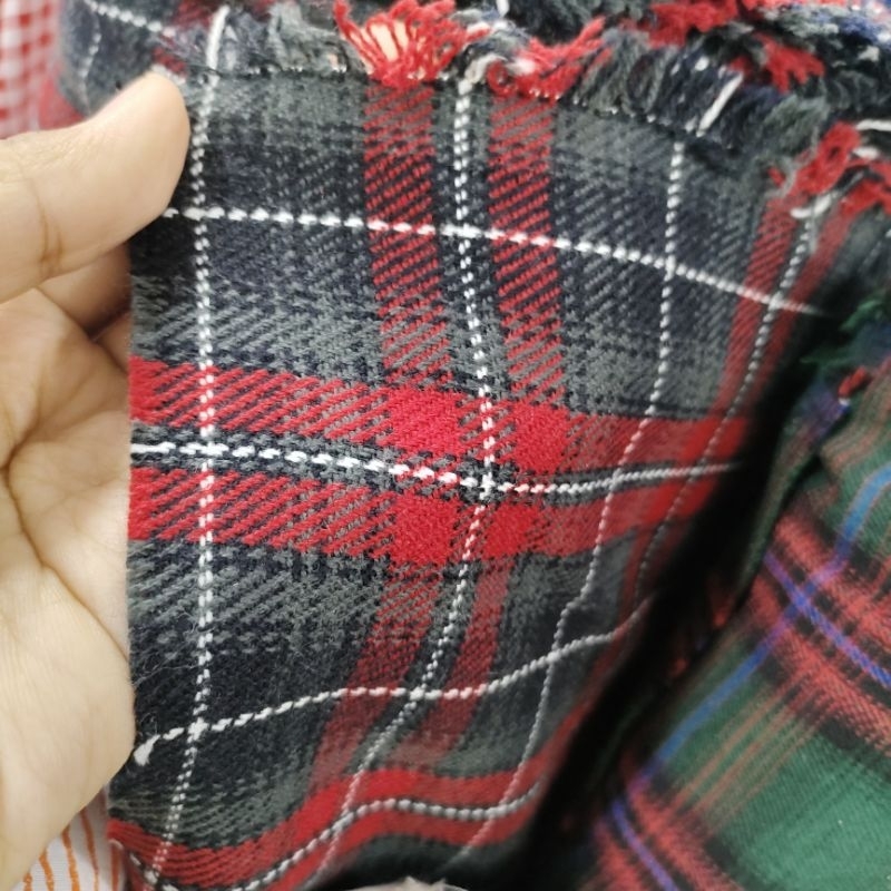 kain semiwoll premium - bahan semiwoll motif kotak - kotak - bahan untuk kemeja, Rok, Tunik