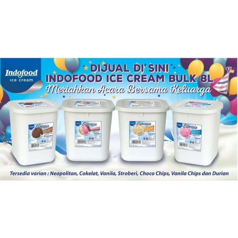 

Indofood Ice Cream bulk 8L box liter ember literan neopolitan