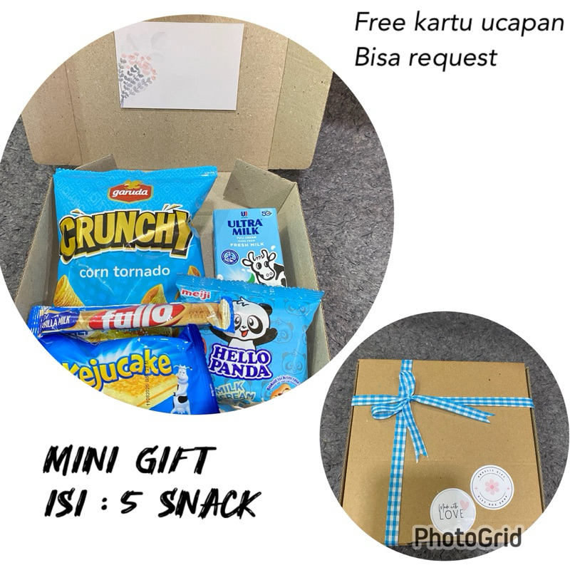

HAMPERS ULANG TAHUN, GIFT BOX MINI GIFT ISI 5 snack [Varian Biru]