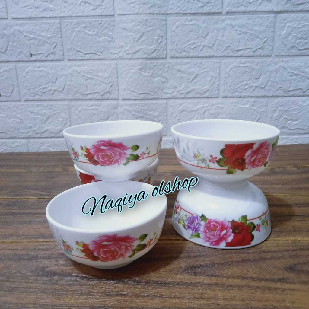 3pcs Mangkuk kecil Melamin Motif Bunga - Kobokan - Mangkuk Soto Melamin - Mangkok Bulat Melamin