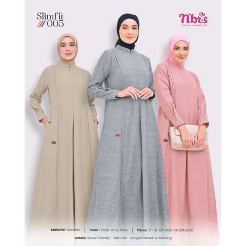 GAMIS KODE SLIM FIT 005 MERK NIBRAS/ GAMIS MUSLIMAH WANITA