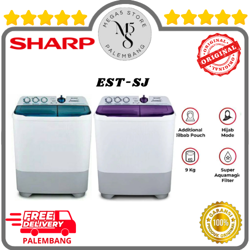 Mesin Cuci Sharp 2 Tabung EST1070SJ / EST1270SJ Mesin Cuci Dua Tabung 10KG / 12KG Sharp