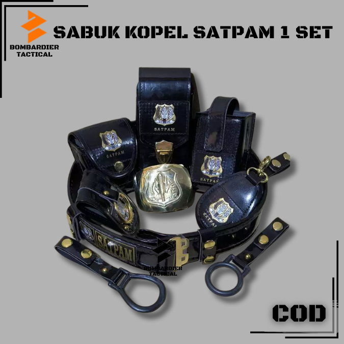Terbaru Sabuk Pria | Sabuk Kopel Satpam Terlengkap 1 Set Hitam | Kopel 1 Set Satpam Hitam Bombardier