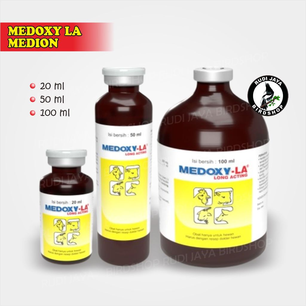 MEDOXY-LA MEDOXY LA MEDION ANTIBIOTIK OBAT INJEKSI LONG LASTING AYAM HEWAN SAPI KAMBING BABI KUDA