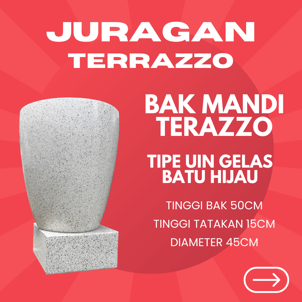 BAK MANDI BATU | TIPE UIN GELAS BATU HIJAU | BAK MINIMALIS | BAK MANDI MARMER - JURAGAN_TERAZZO