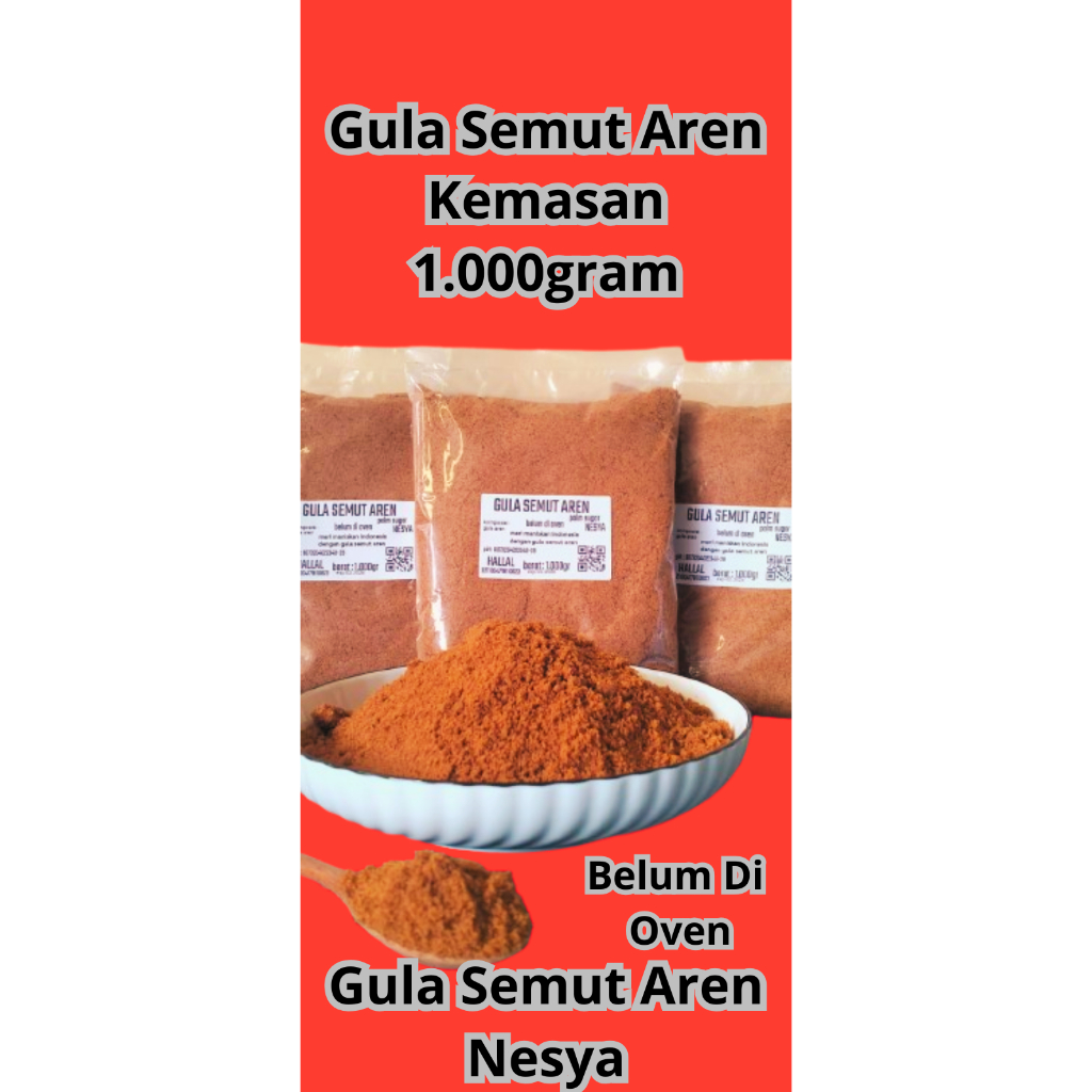 

gula semut aren/palmsugar/gula aren bubuk non oven kemasan 1000gr