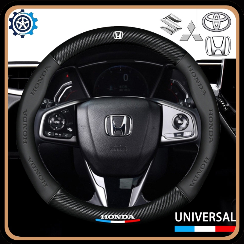 Sarung Stir Mobil Cover Setir Steer 3D Carbon Karbon kulit Domba Asli Emboss Embossed Logo Brand
