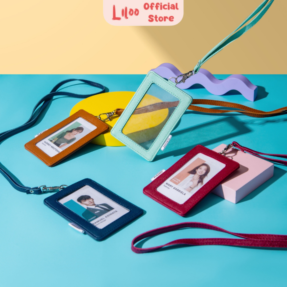 

ID Card Flashee Holder Plastik Name Tag Mika ID Card Lanyard Kulit Dua Sisi Transparan Termurah PU Leather