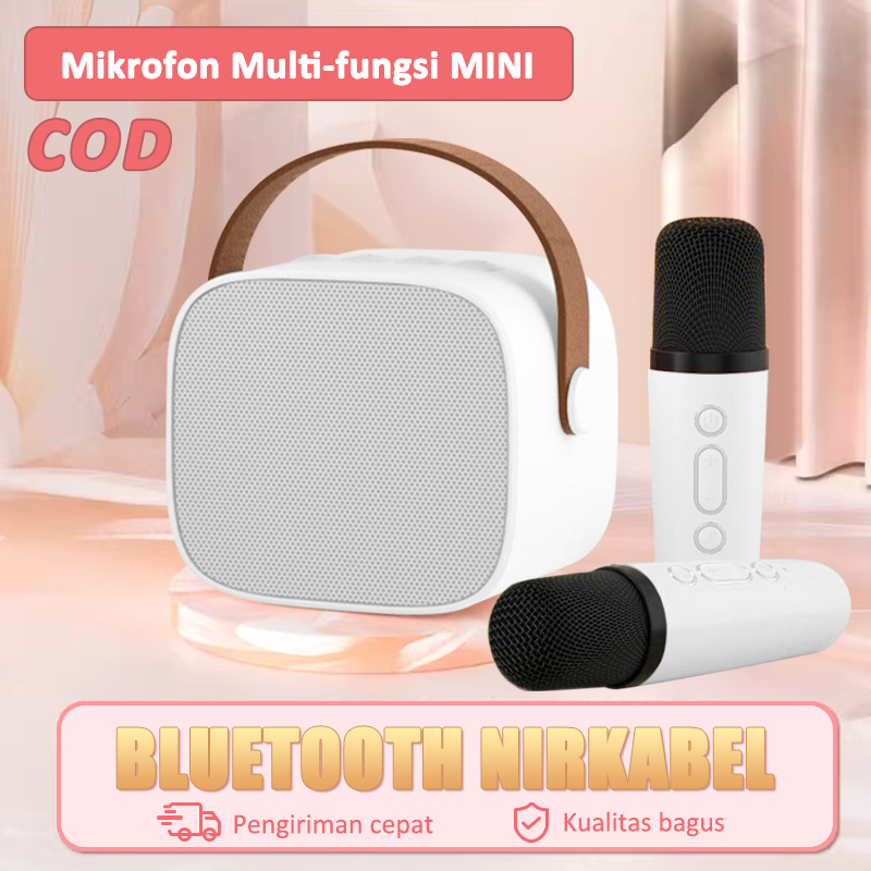 Mini Speaker Bluetooth Karaoke 2 Mic Set Salon Bluetooth bt Speaker karoke With Microphone 3D Stereo
