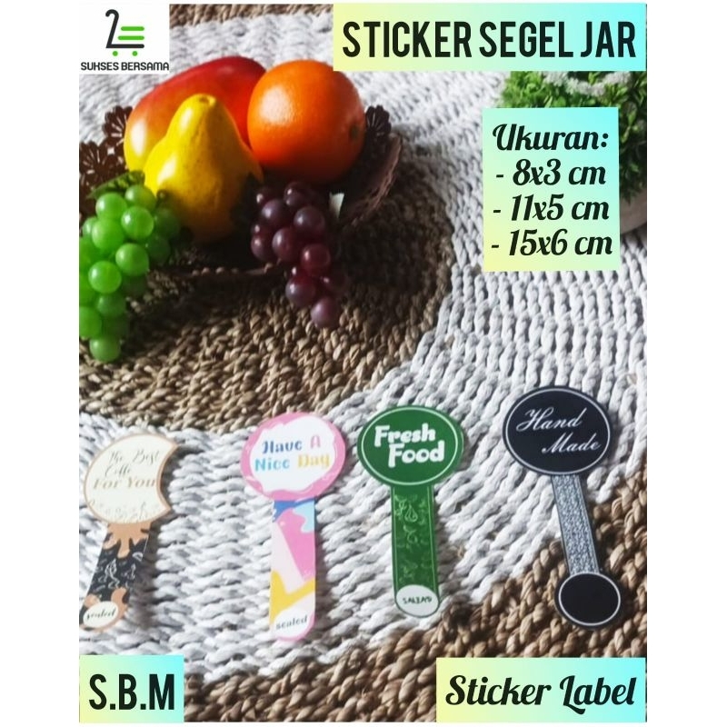 

Sticker Segel jar Motif Umum (8x3 cm, 11x5 cm, 15x6 cm)Sticker Lebel/Sticker Label Box/Segel Kemasan