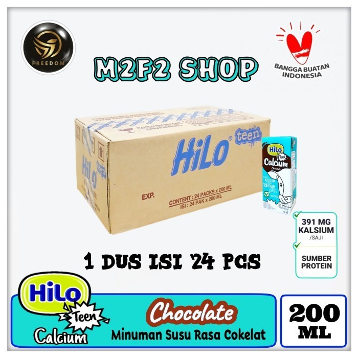 

HiLo Teen Calcium Chocolate Milk | Susu Kalsium Rasa Cokelat Kotak UHT - 200 ml (Kemasan Karton)