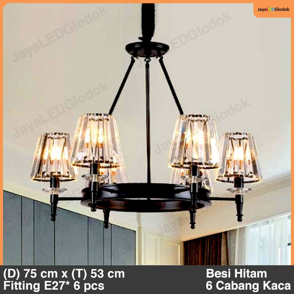 Lampu Gantung Klasik Industrial Ruang Tamu Antik Kastil Eropa Hitam Hias