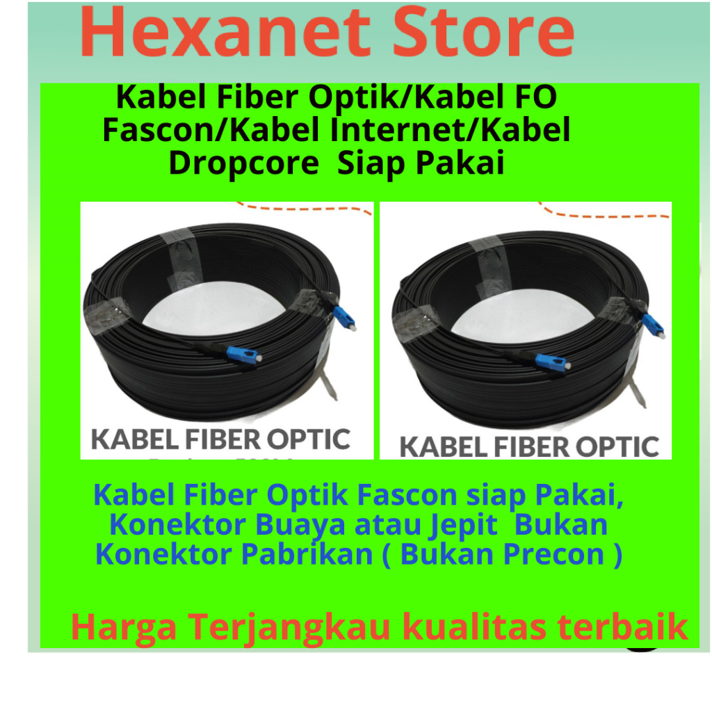 Kabel Fiber Optik Dropcore LSZH Kabel FO Fascon 500 meter Siap Pakai Bergaransi