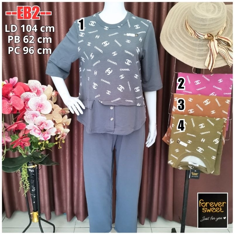 Setelan Kaos Forever Sweet Black Label 2 in 1 CP Babydoll Baju Tidur Forever Lengan Pendek Celana Pa