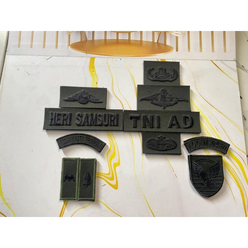 Papan nama pdl semi mika timbul kain atribut TNI
