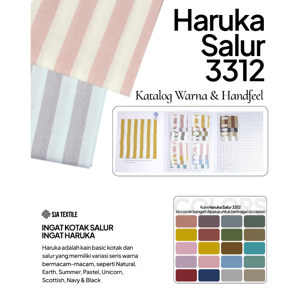 Katalog Haruka Salur 3312 by SJA Textile / Catalogue Haruka Kotak Catalog Kain Warna dan Handfeel Co