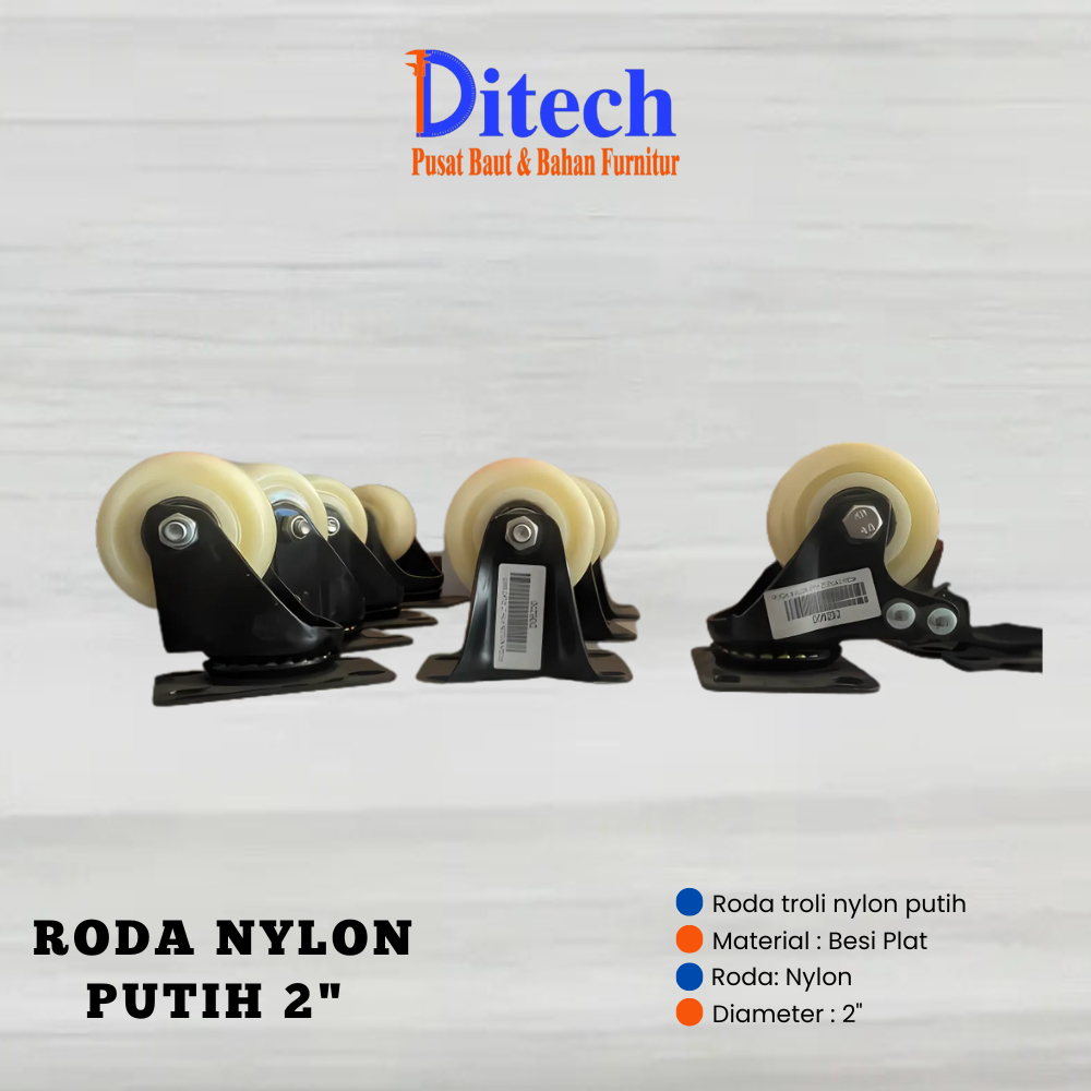 RODA NYLON PUTIH 2"/RODA FURNITUR/RODA CASTOR /RODA TROLI