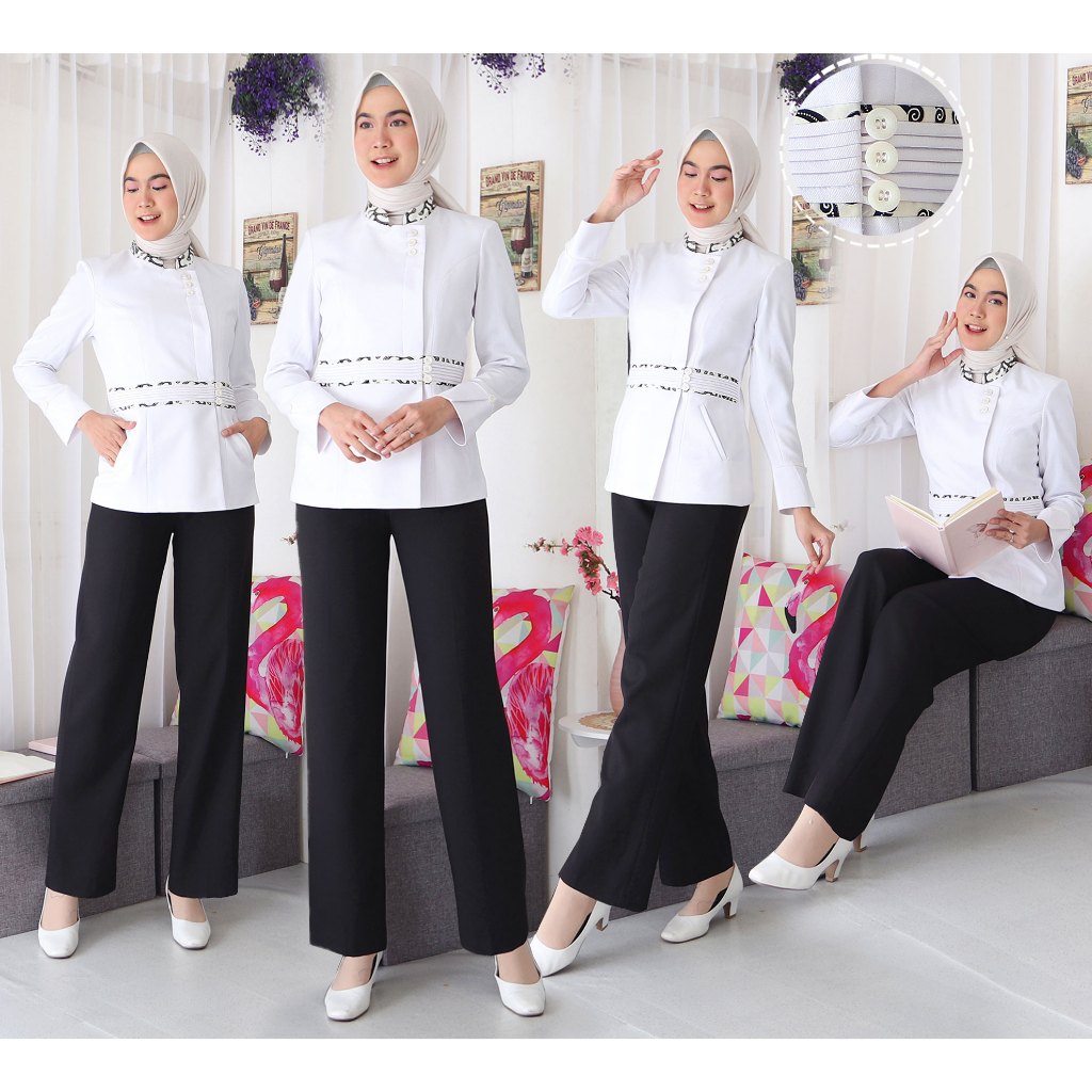Blazer Wanita / Seragam PNS / Baju Dinas Pemda / Baju Putih PNS Wanita / Baju ASN / Baju Guru Wanita