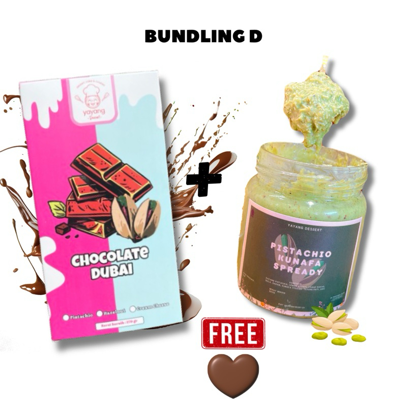 

BUNDLING D “ Coklat Dubai Jumbo Pistachio Kunafa 1pcs + Spread Kunafa Pistachio 1pcs” - Yayang Dessert