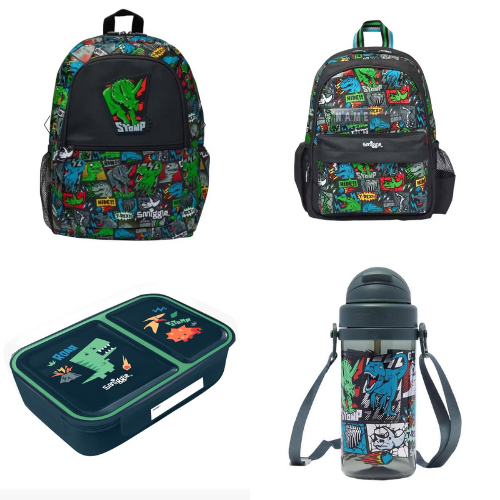 

MM SET Kado SMIGGLE PERALATAN PERLENGKAPAN SEKOLAH ANAK TK EDITION DINO STOMP / DINO STOMP SET BOTOL Silicone Tali / LUNCHBOX 2 SEKAT DINO STOMP / TAS DINO STOMP TK GRADE ORI